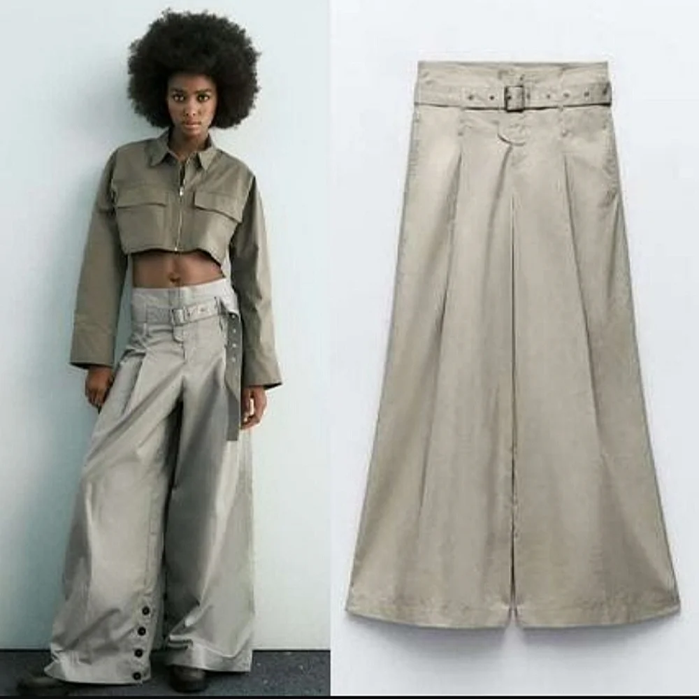 Zara Belted Wide Pants Size XS